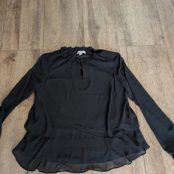 buy 1 Get 1 Free Tops! Nine West Black Layered Blouse - Picture 2 of 6